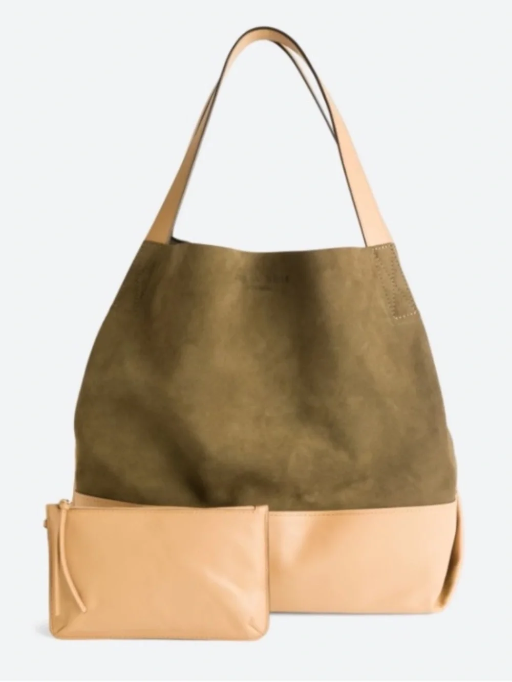 Rag & Bone Passenger Oversized Olive Green‎ and Taupe Suede Large Shoulder Bag
